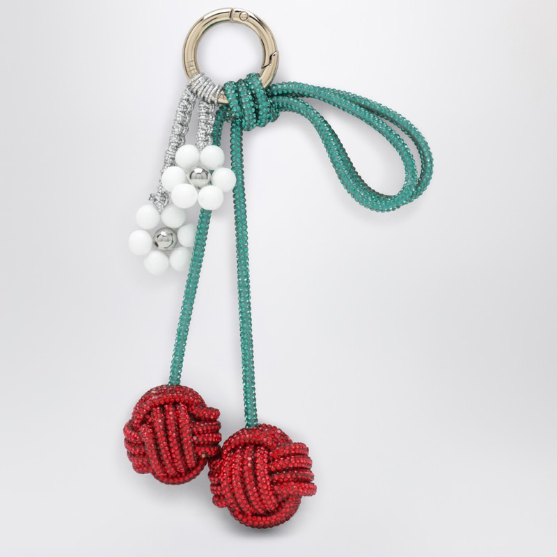 Hibourama Cherry Charm With Red/green Crystals In Green