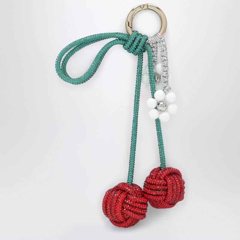 Hibourama Cherry Charm With Red/green Crystals In Green