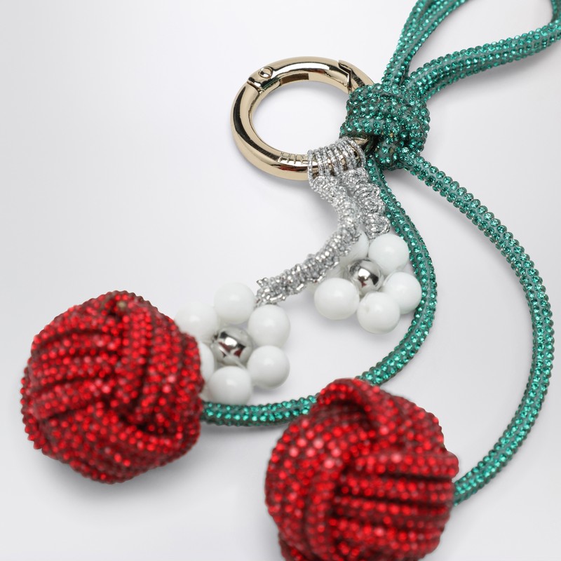 Hibourama Cherry Charm With Red/green Crystals In Green