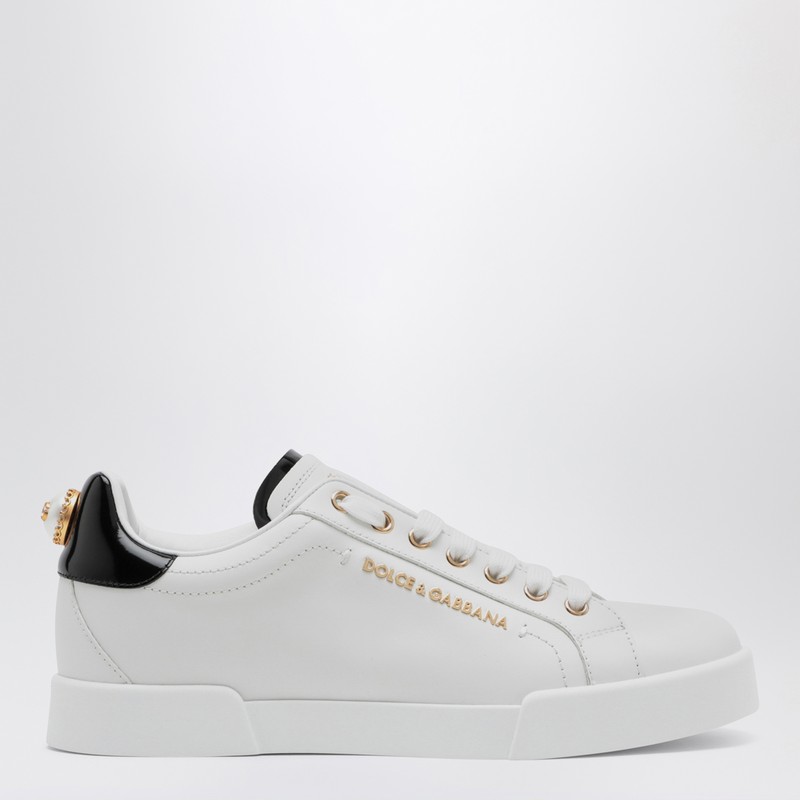 White and gold low sneakers