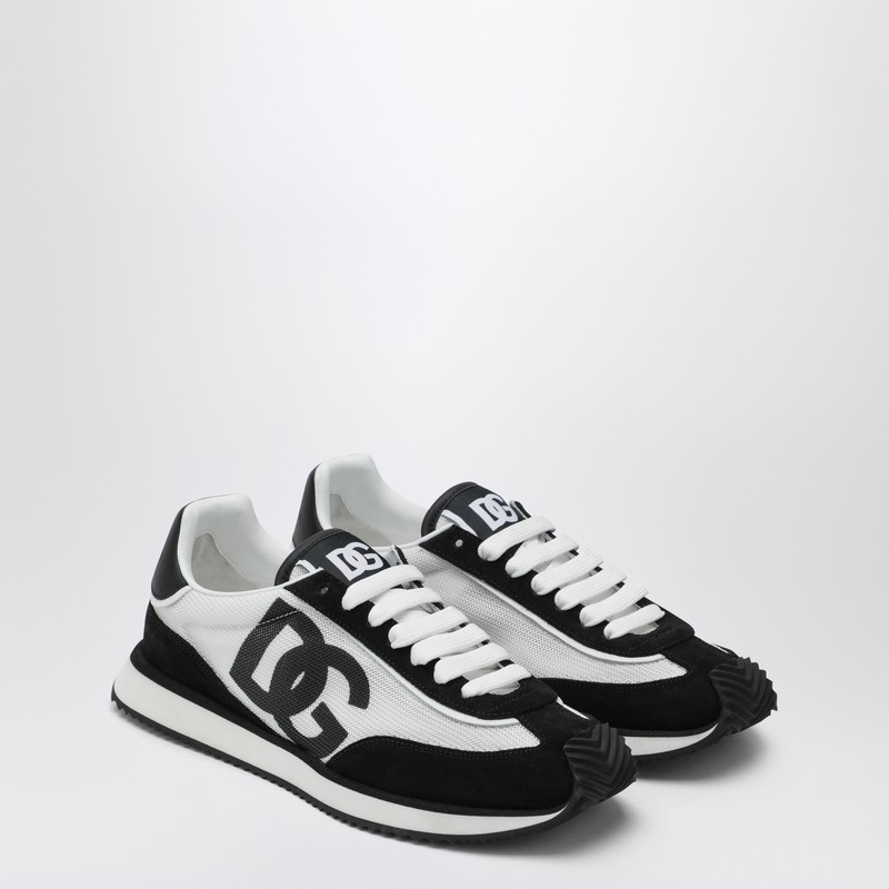 Dolce & Gabbana White And Black Dg Cushion Sneakers In Black