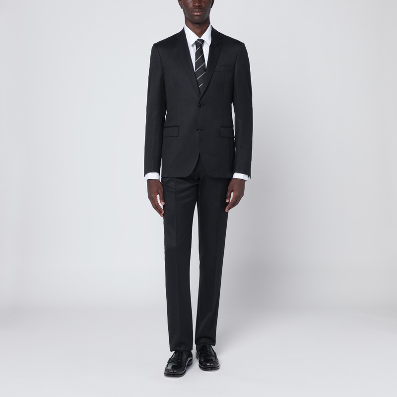 Black single-breasted wool suit