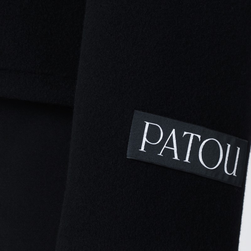 Patou Short Black Double-breasted Coat In Black
