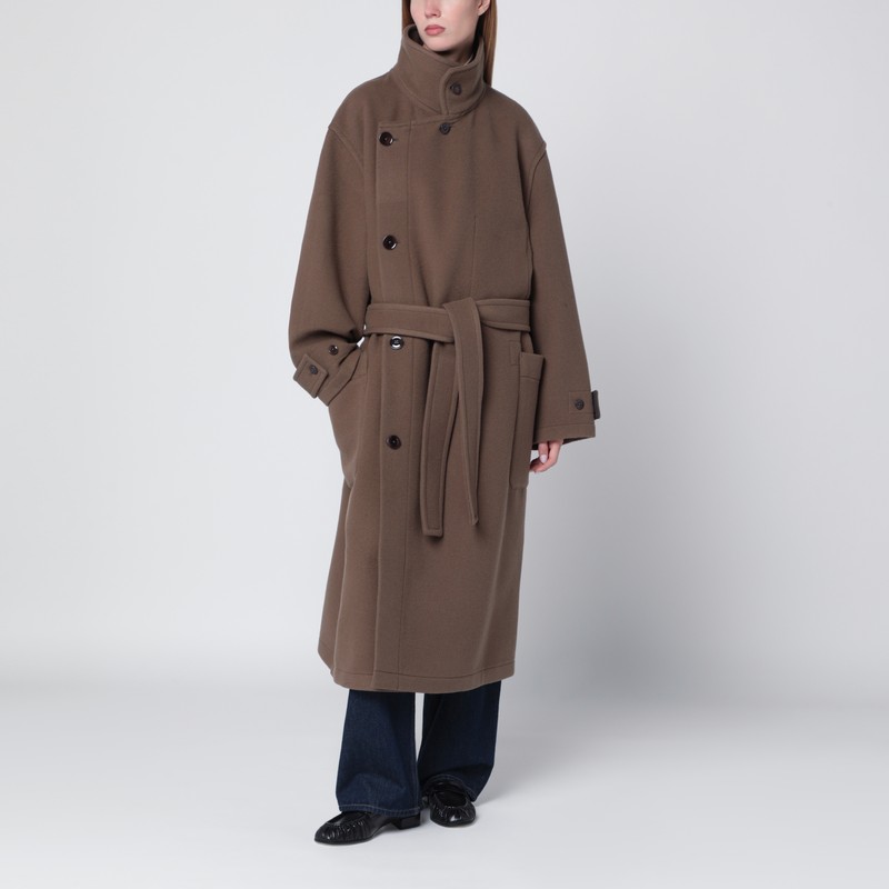 Brown belted wool coat