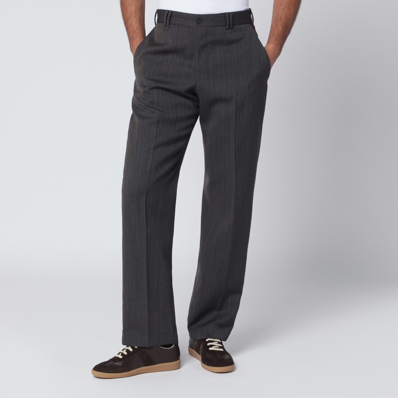 Pt Torino Wool Trousers With Side And Back Pockets In Gray
