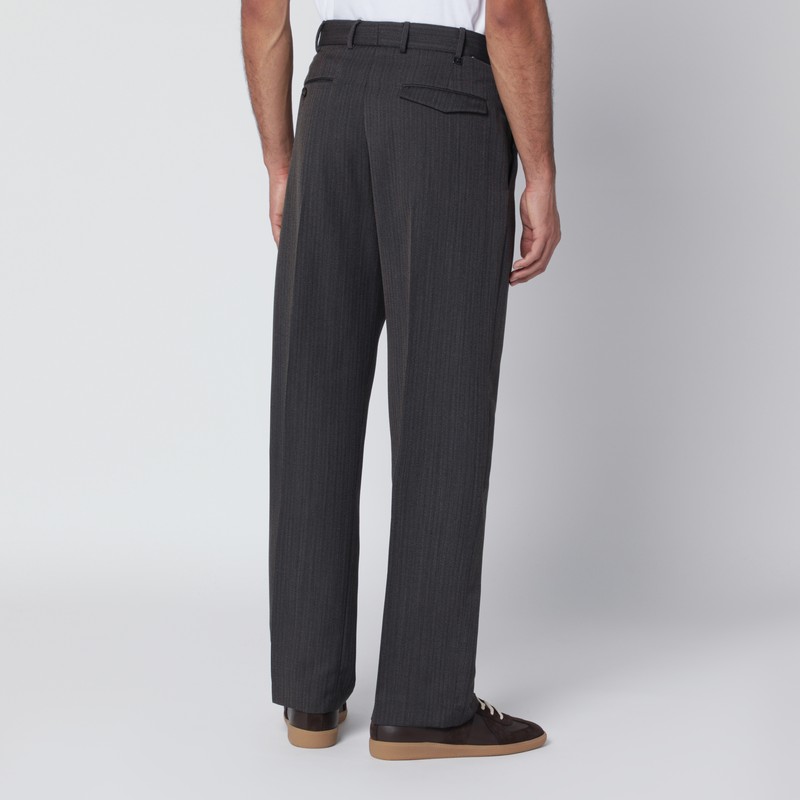 Pt Torino Wool Trousers With Side And Back Pockets In Gray