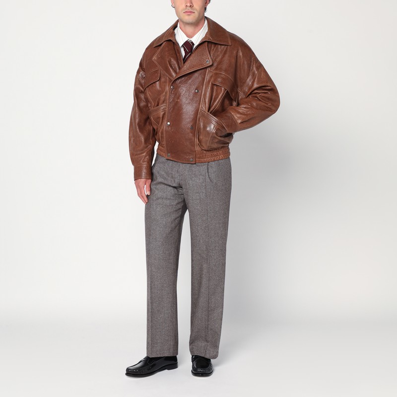 Pt Torino Light Brown Wool Pants With Pleats In Brown