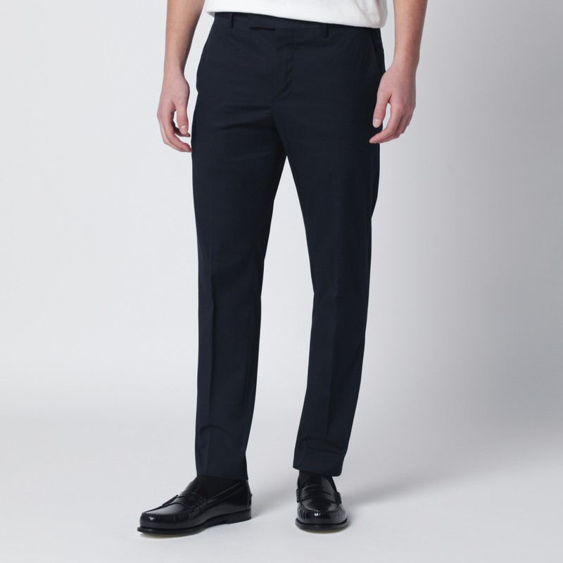 Blue slim-fit cotton-blend trousers