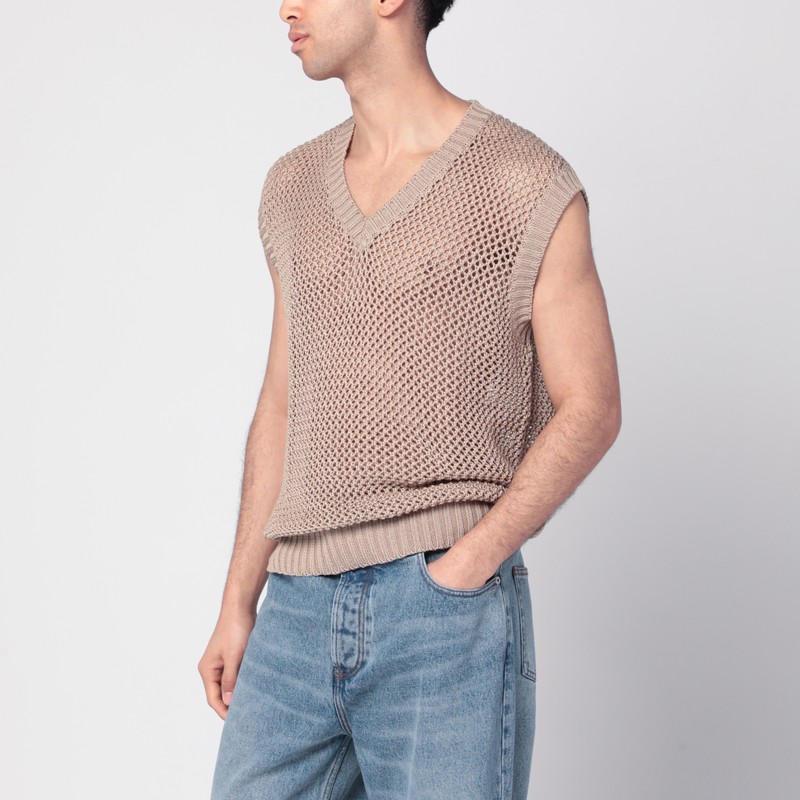 Perforated dove grey cotton waistcoat
