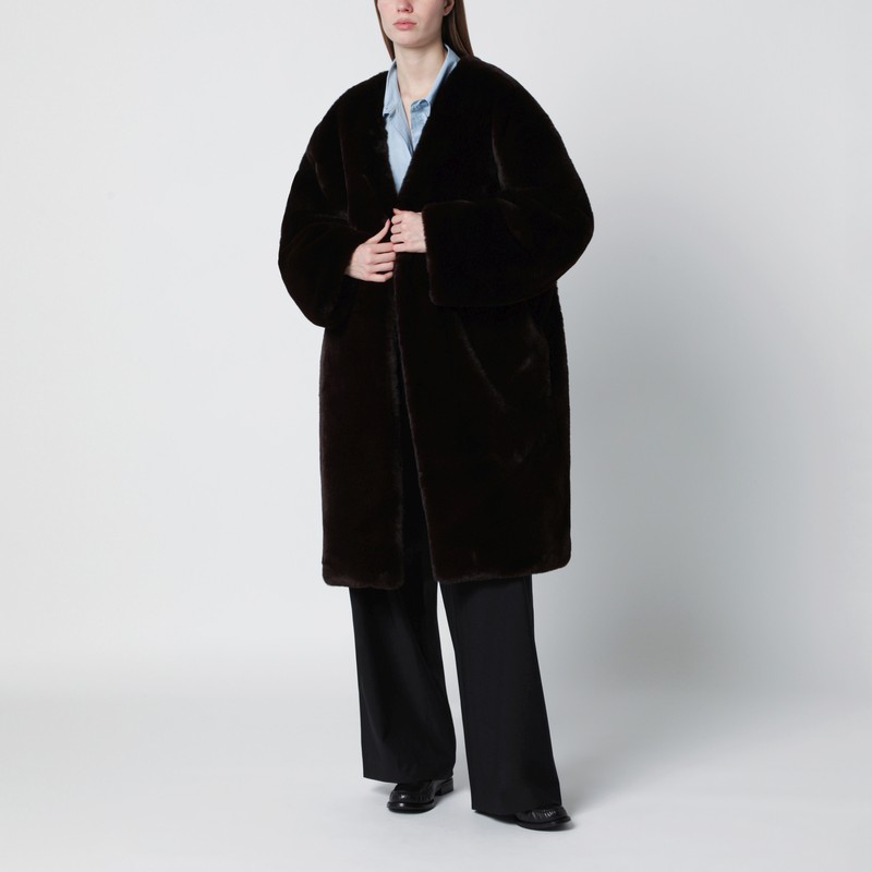 Brown faux-fur coat