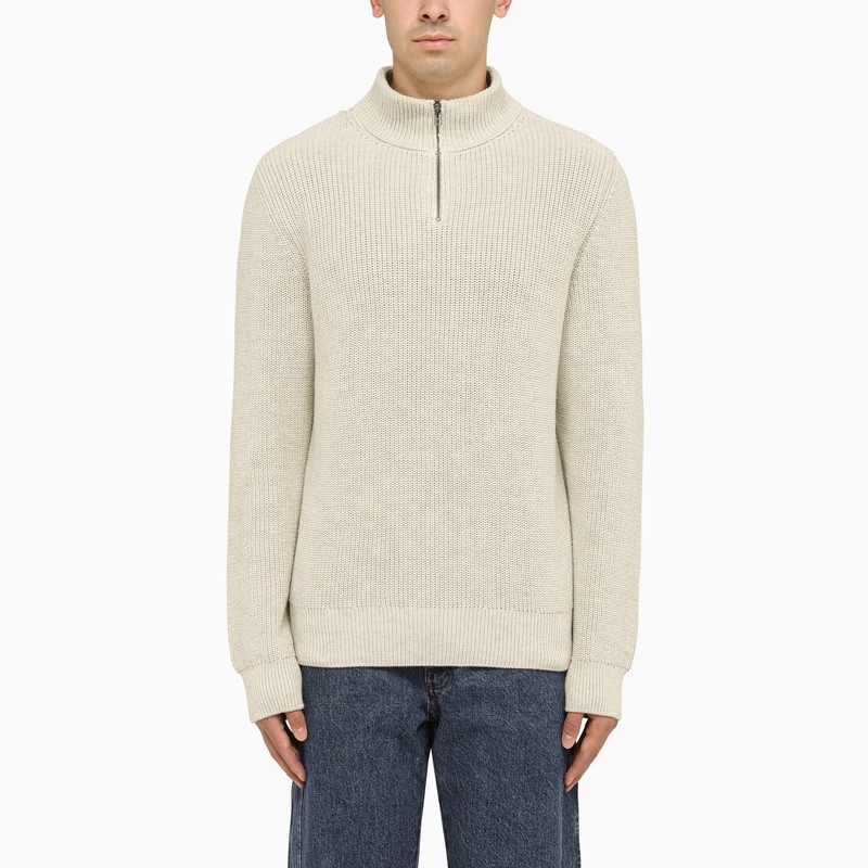 A.p.c. kittfarbener rollkragenpullover aus baumwolle