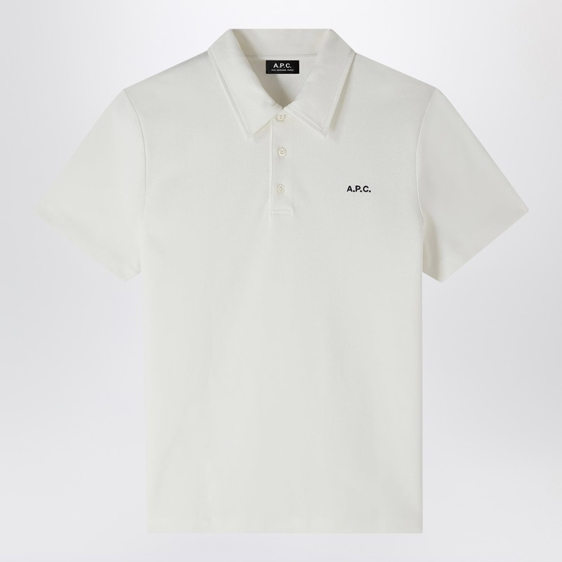 White short-sleeved polo shirt with logo embroidery