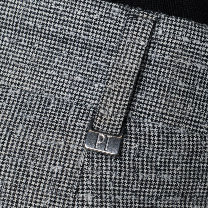 Pt Torino Gray Patterned Wool And Cashmere Trousers In Gray