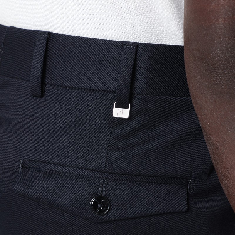 Pt Torino Navy Blue Wool Trousers In Blue
