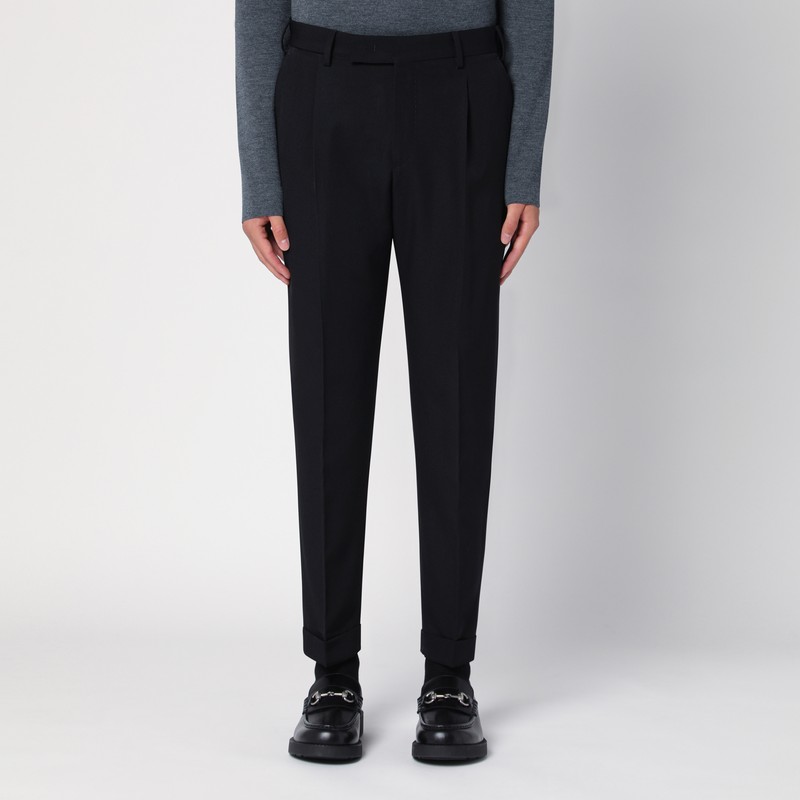 Pt Torino Rebel Mohair And Wool Trousers In Black