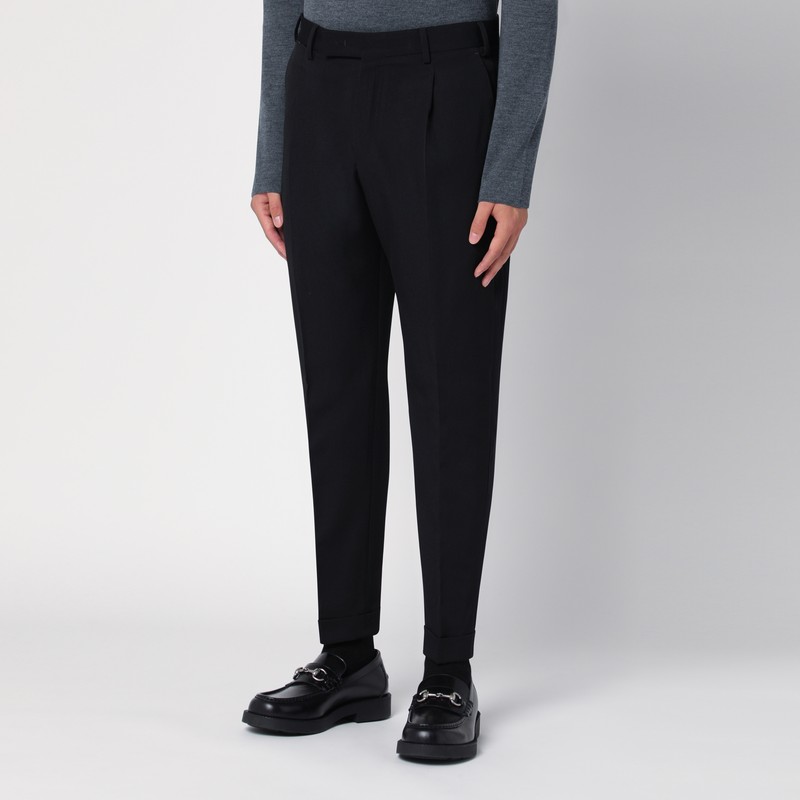 Pt Torino Rebel Mohair And Wool Trousers In Black