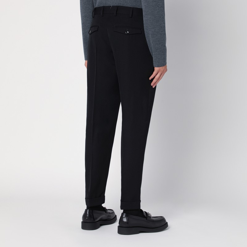 Pt Torino Rebel Mohair And Wool Trousers In Black