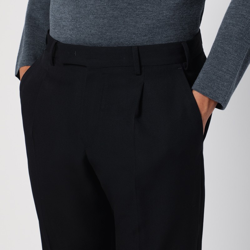 Pt Torino Rebel Mohair And Wool Trousers In Black
