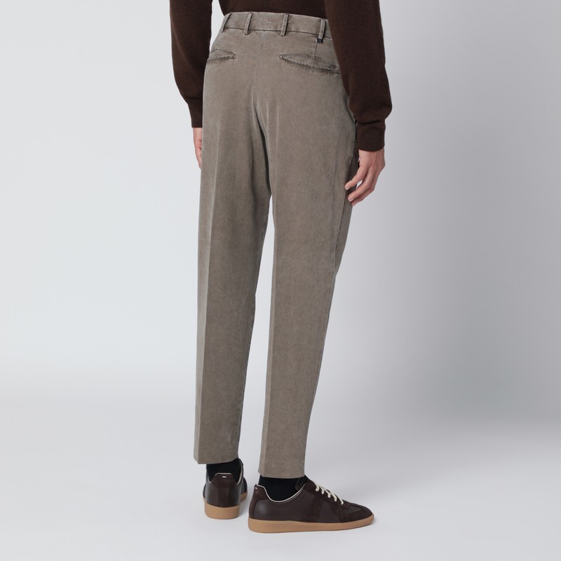 Pt Torino Mud-coloured Cotton Trousers In Sand