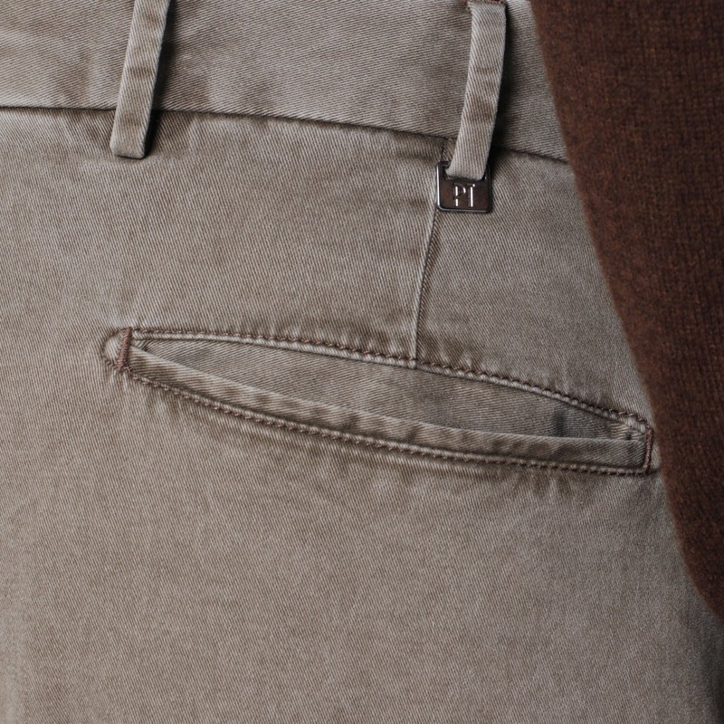 Pt Torino Mud-coloured Cotton Trousers In Sand