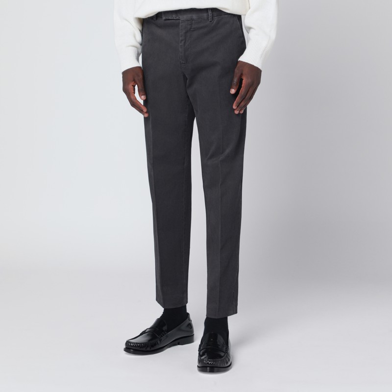 Pt Torino Cotton Trousers With Pockets And Belt Loops In Black