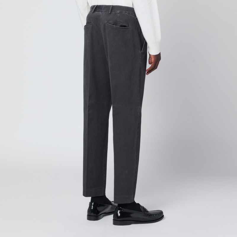 Pt Torino Cotton Trousers With Pockets And Belt Loops In Black