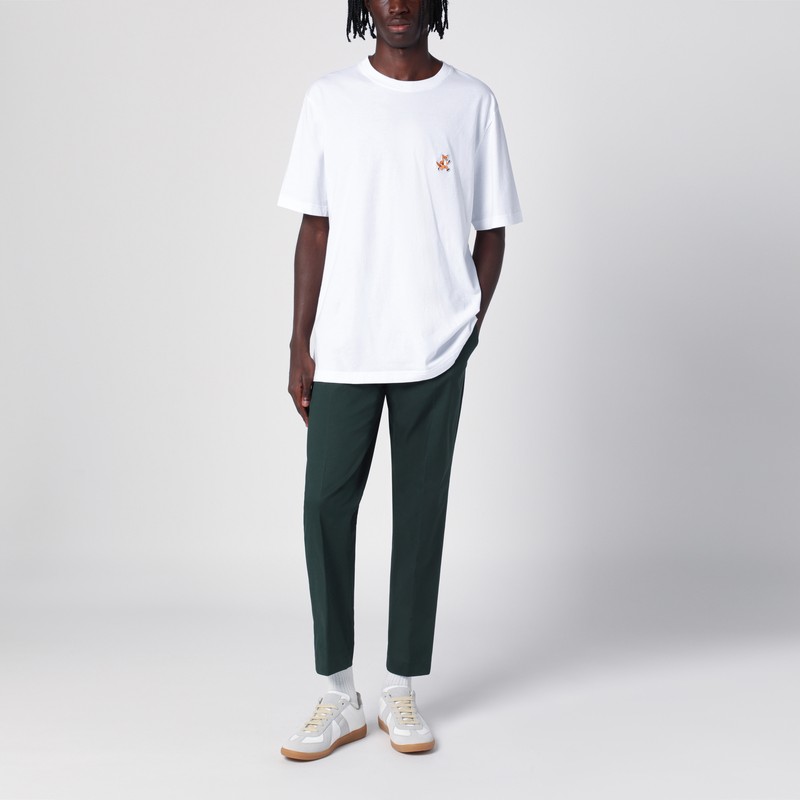 Pt Torino Cotton Trousers With Back Pockets And Belt Loops In Green