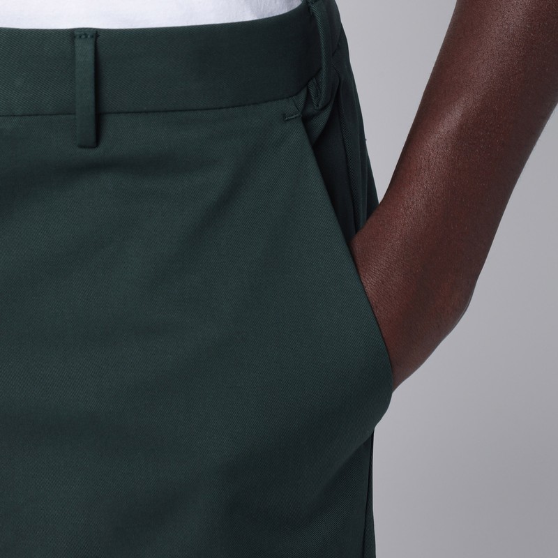 Pt Torino Cotton Trousers With Back Pockets And Belt Loops In Green