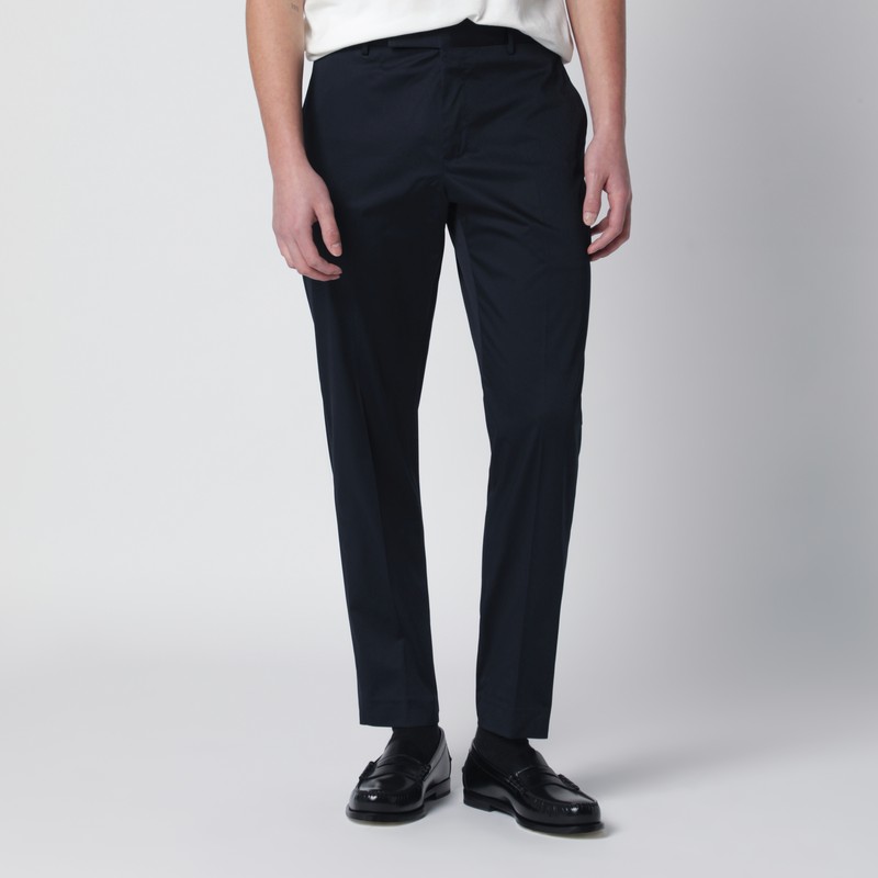 Blue cotton-blend trousers