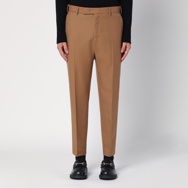 Desert-coloured virgin wool trousers - PT Torino - Modalova