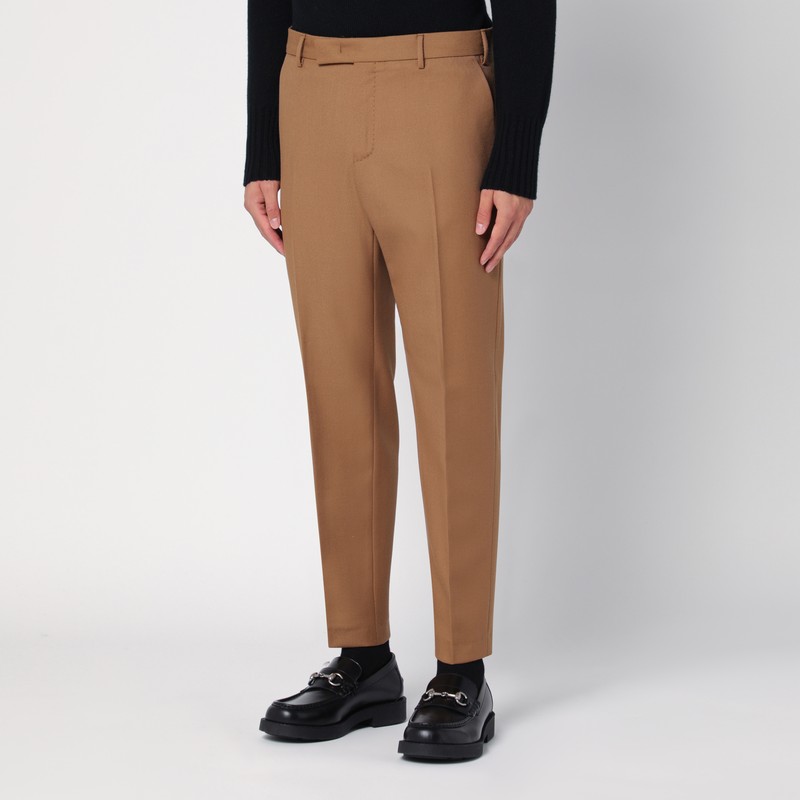 Pt Torino Slim-fit Hazelnut-coloured Cotton Trousers In Beige