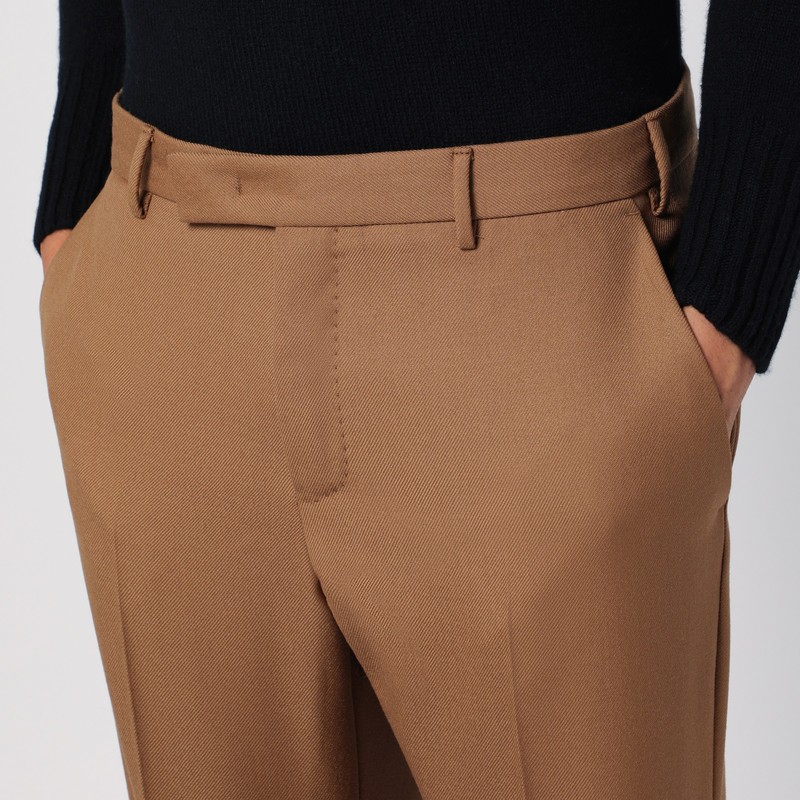 Pt Torino Slim-fit Hazelnut-coloured Cotton Trousers In Beige