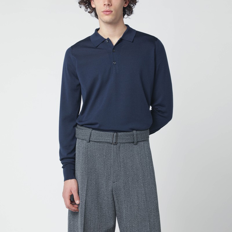 Blue wool polo shirt