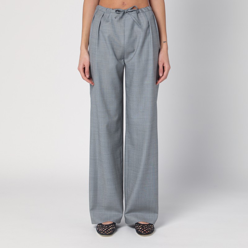 Gray wide pants with drawstring