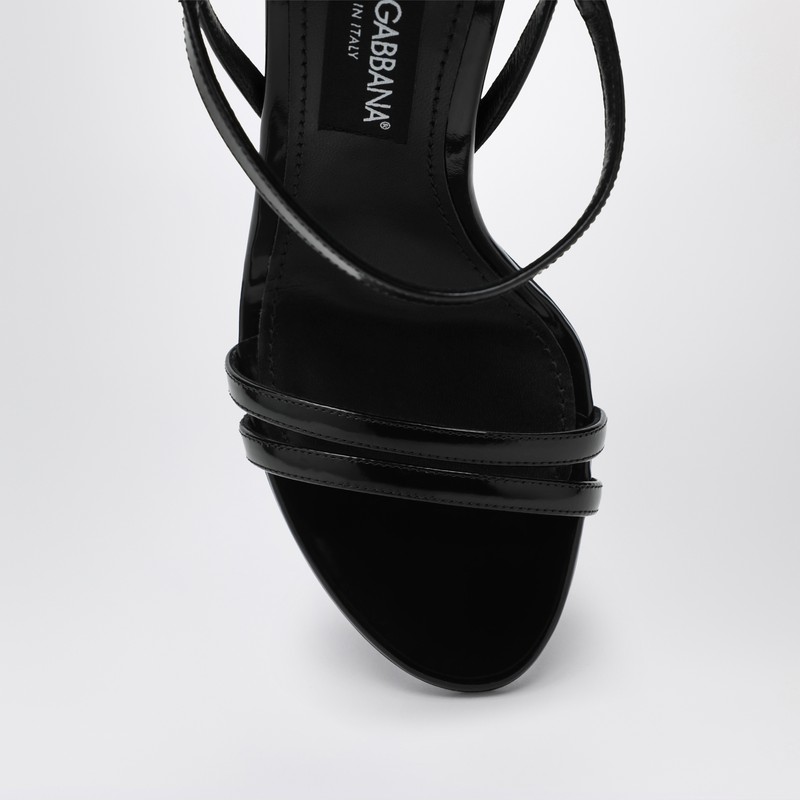 Dolce & Gabbana Black Polished Calf Leather Sandals