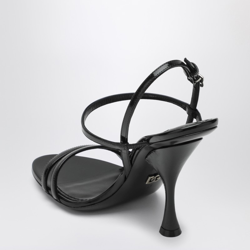 Dolce & Gabbana Black Polished Calf Leather Sandals