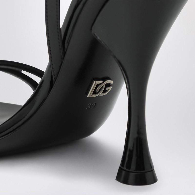 Dolce & Gabbana Black Polished Calf Leather Sandals