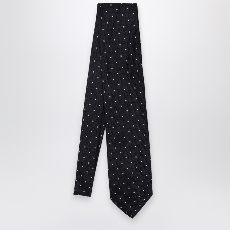 Destin Blue/white Polka Dot Silk Tie In Blue