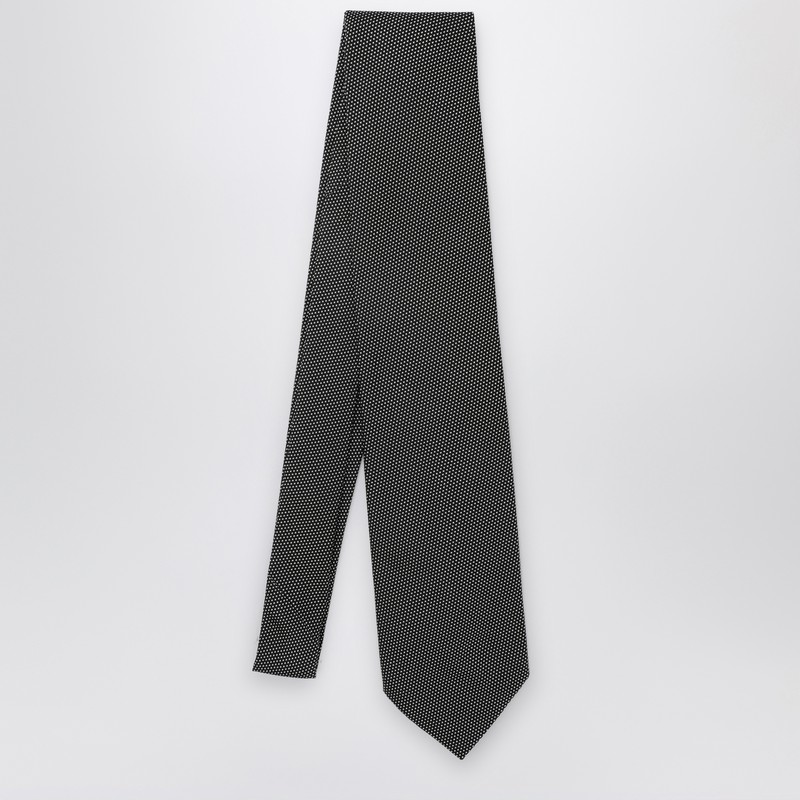 Destin Black/white Silk Small Polka Dot Tie In Black