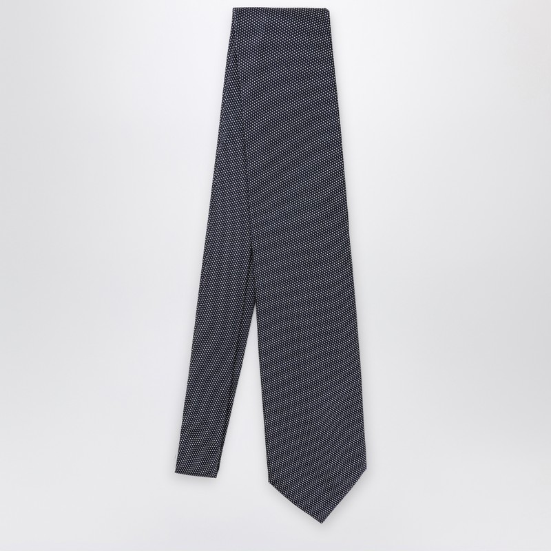Destin Blue/white Silk Small Polka Dot Tie In Blue