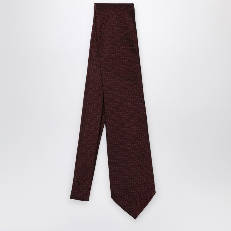 Destin Jacquard-pattern Silk Tie In Burgundy