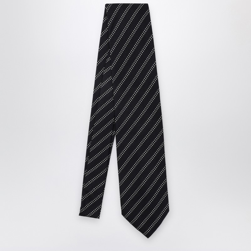 Destin Black/white Silk Tie In Blue
