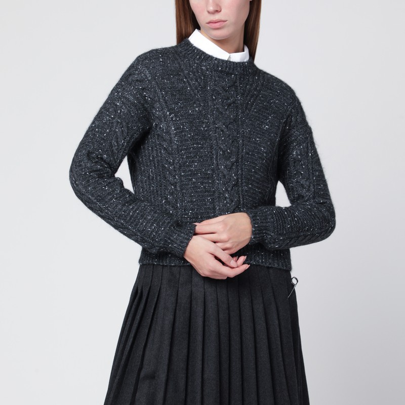 Max Mara Studio Anthracite Boxy Sweater In Alpaca Blend In Black