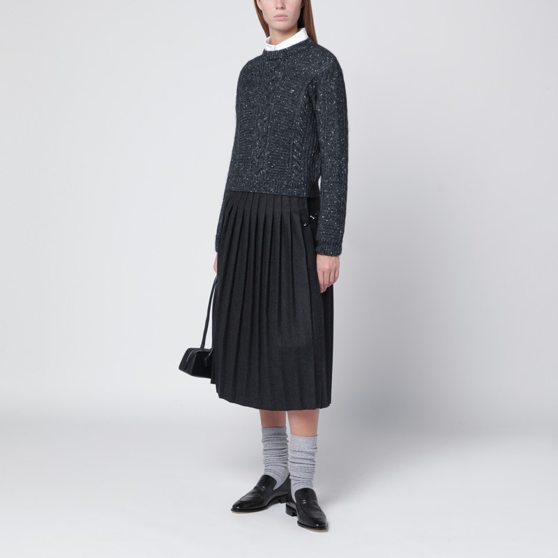 Max Mara Studio Anthracite Boxy Sweater In Alpaca Blend In Black