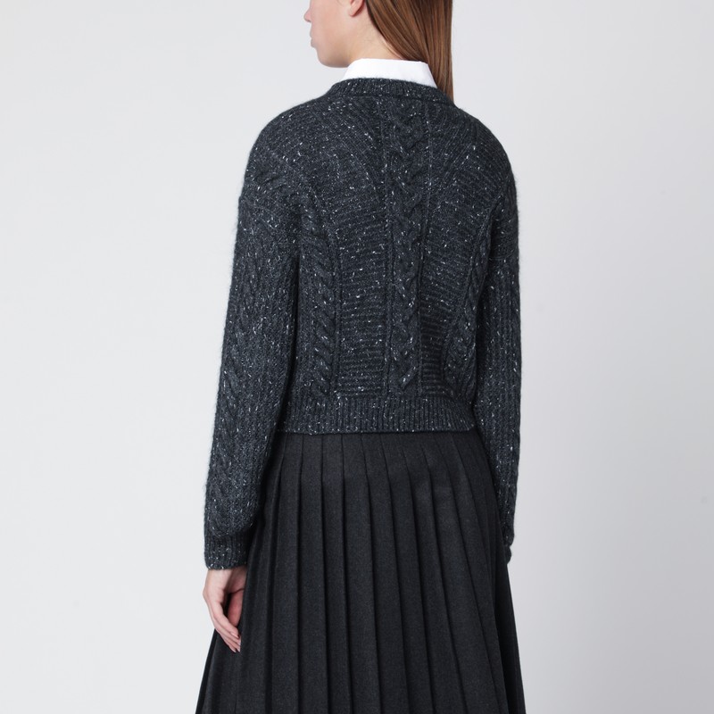 Max Mara Studio Anthracite Boxy Sweater In Alpaca Blend In Black