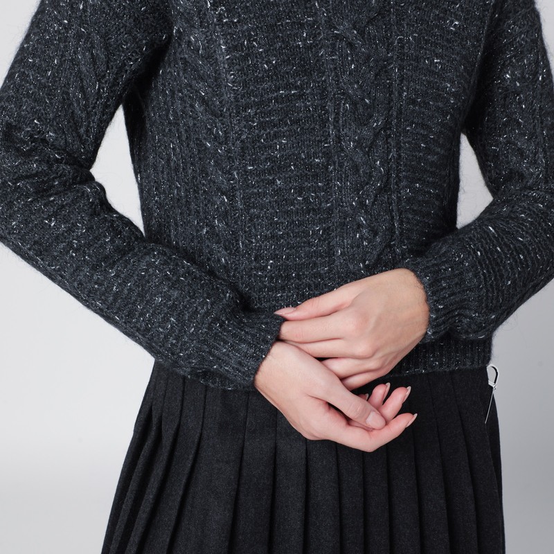 Max Mara Studio Anthracite Boxy Sweater In Alpaca Blend In Black