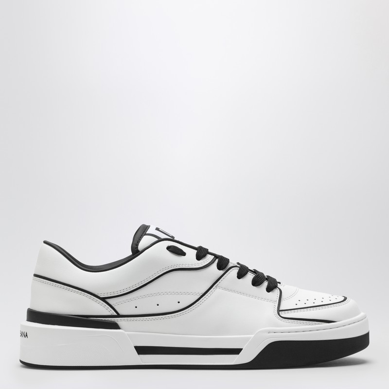 Dolce&gabbana new roma weiß/schwarzes leder low sneaker