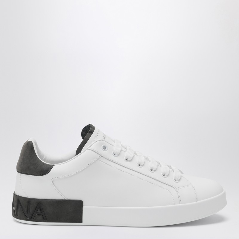 Dolce & Gabbana White Leather Portofino Sneakers In White