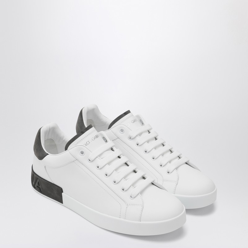 Dolce & Gabbana White Leather Portofino Sneakers In White