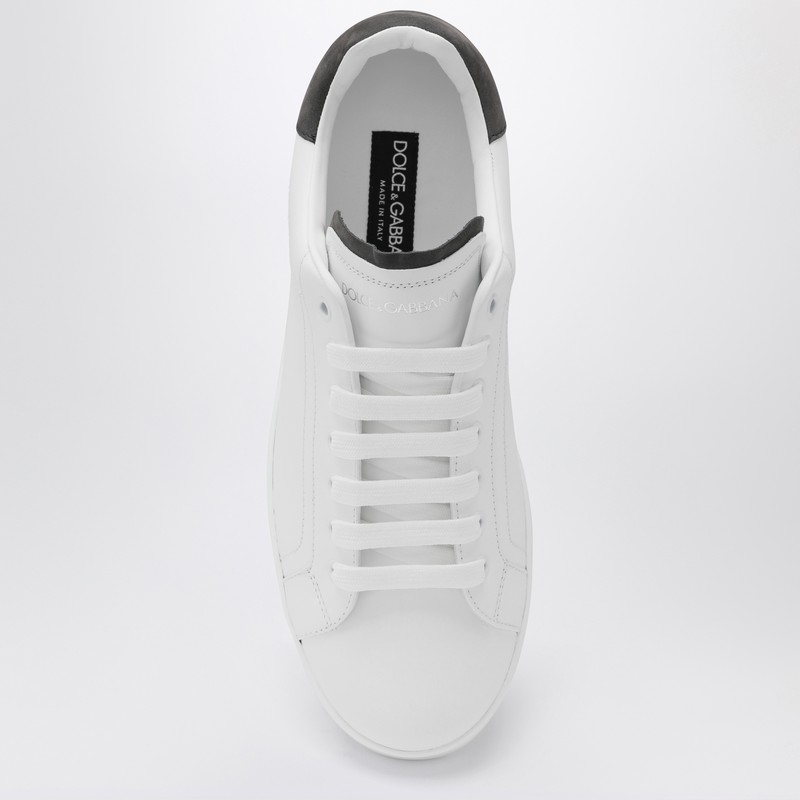 Dolce & Gabbana White Leather Portofino Sneakers In White